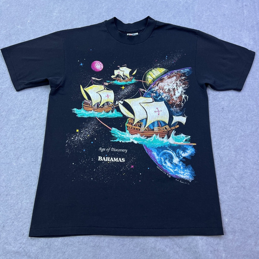 VTG‎ 1992 Age of Discovery Space Tee Large Double Sided Single Stitch USA Made